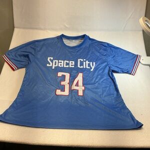 Space City #34 Red White and Blue Jersey Vintage Fien Size L Made In USA 0497